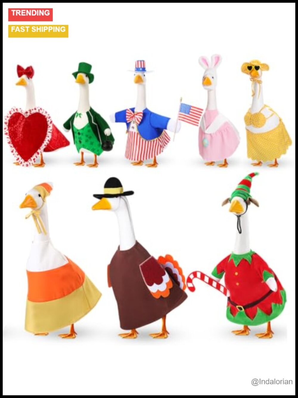 8 Piece Seasonal Porch Goose Outfit Set 23 Inch Fabric Holiday Costumes